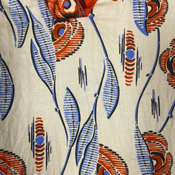 Paolita Women's Orange Blue Print Casual Peplum Dress M Lightweight Cotton! - Picture 3 of 5